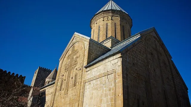 Stone carvings on the Church of the Assumption at Ananuri Fortress