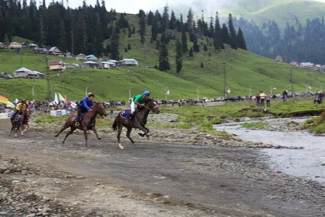 Horse racing at Bakhmaro Georgia August 19 — traditional end-of-season festival in Guria