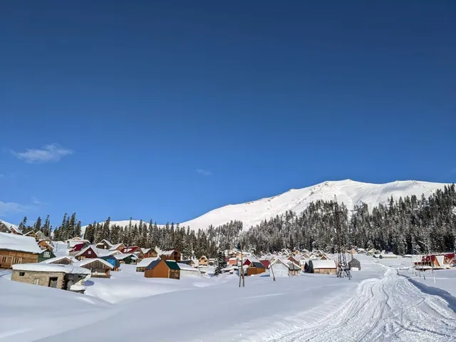 Bakhmaro Georgia in winter — village buried under 4–5 meters of snow, Guria mountain resort