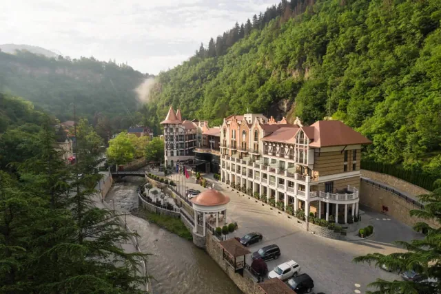 Borjomi-Kharagauli National Park — hiking trail through conifer forest