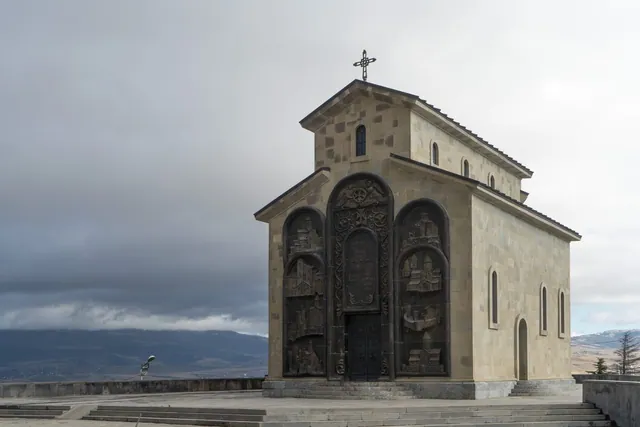 The Church of the Annunciation by the Chronicle of Georgia monument