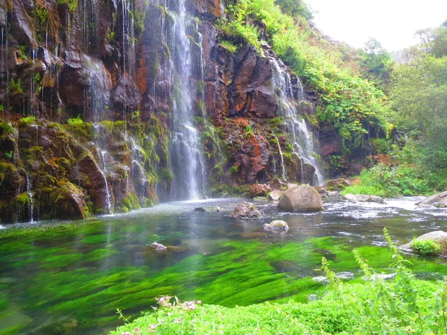 Waterfall by a cliff in Dashbashi Canyon
