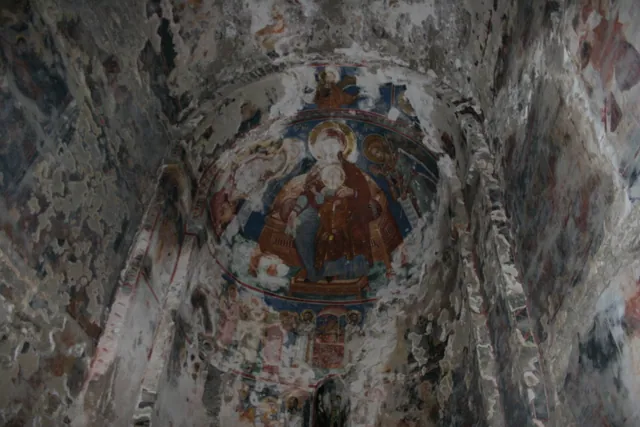 Medieval apse frescoes in the Church of the Virgin Mary, Nekresi Monastery, Georgia