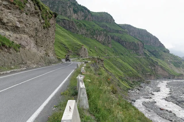 The Georgian Military Highway along the Terek gorge
