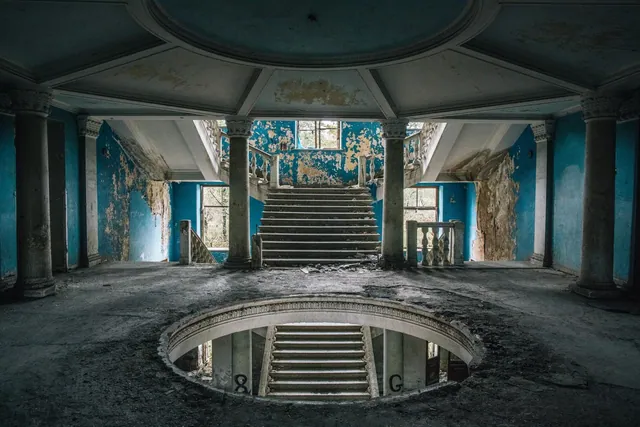 Radon bath complex interior in Tskaltubo — historic balneological facility
